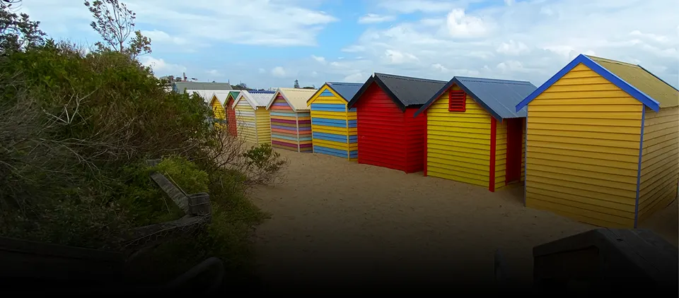 Brighton bathing boxes on the beach